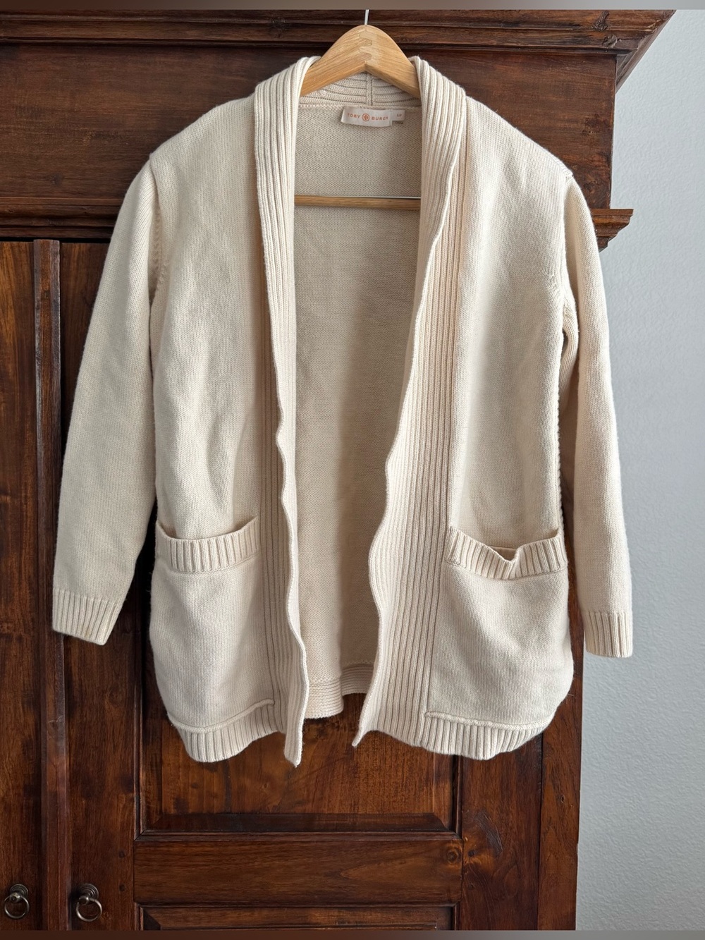 Tory Burch Bruna Merino Wool Open Cardigan